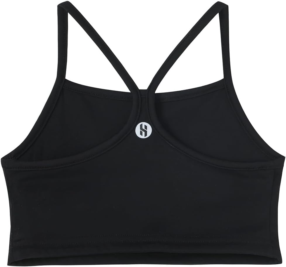Girls Sports Bra Spaghetti Strap Y Back Training Bras Scoop Neck Racerback Athletic Casual Crop Top