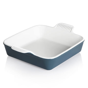 Ceramic Baking Dish, 9 x 9 Cake Baking Pan for Brownie, Porcelain Square Bakeware with Double Handle for Casserole