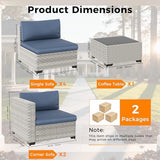 Wicker Outdoor Patio Furniture Set | Navy All-Weather Resistant for Backyard, Garden & Porch