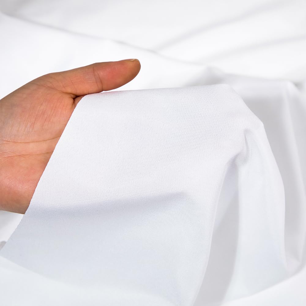 White Microfiber Fabric by The Yard for Sewing Lining, 56" Wide (1 Yard)