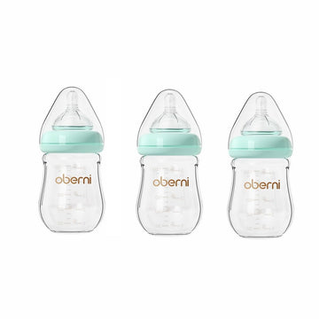 Glass Baby Bottles, Anti Colic Breastfeeding Bottle with Natural Response Nipple for Newborn Preemie 0+ Month, BPA
