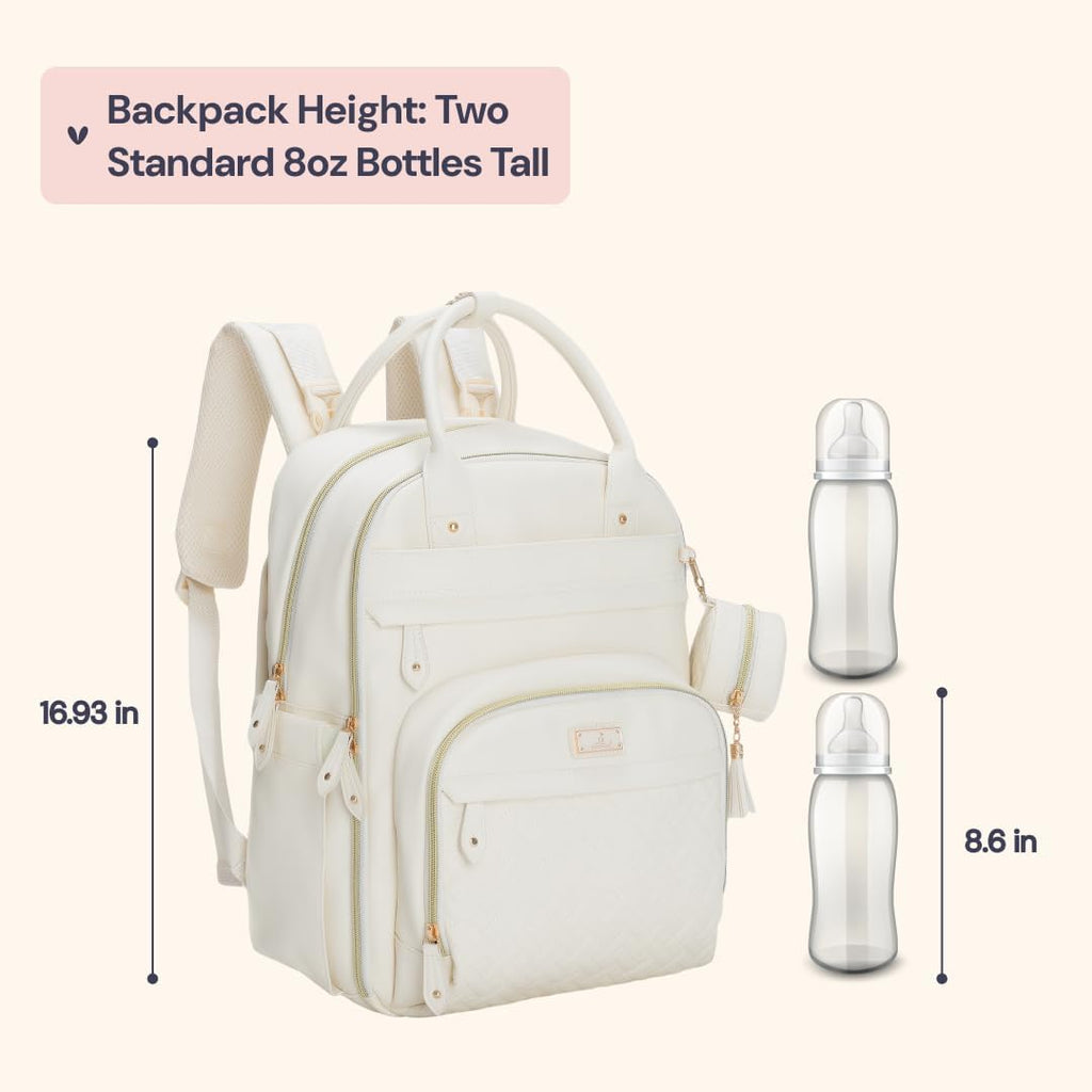 Leather Diaper Bag Backpack - Baby Essentials Travel Baby Bag, Multi function, Water Resistant, with Changing Pad