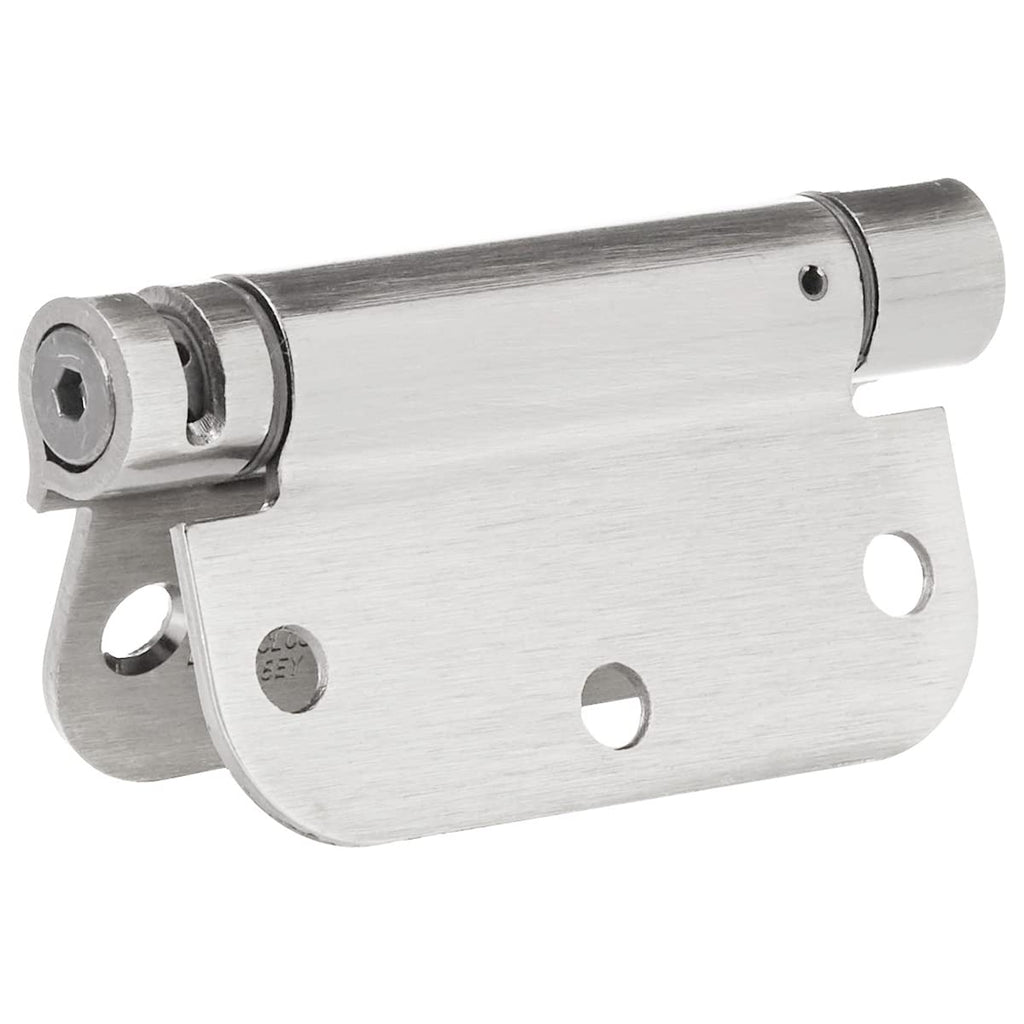 Self-Closing Door Hinge, 3.5 Inch x 3.5 Inch, 5/8-Inch Radius, Satin Nickel, 1-Piece, Hardware Included Temp