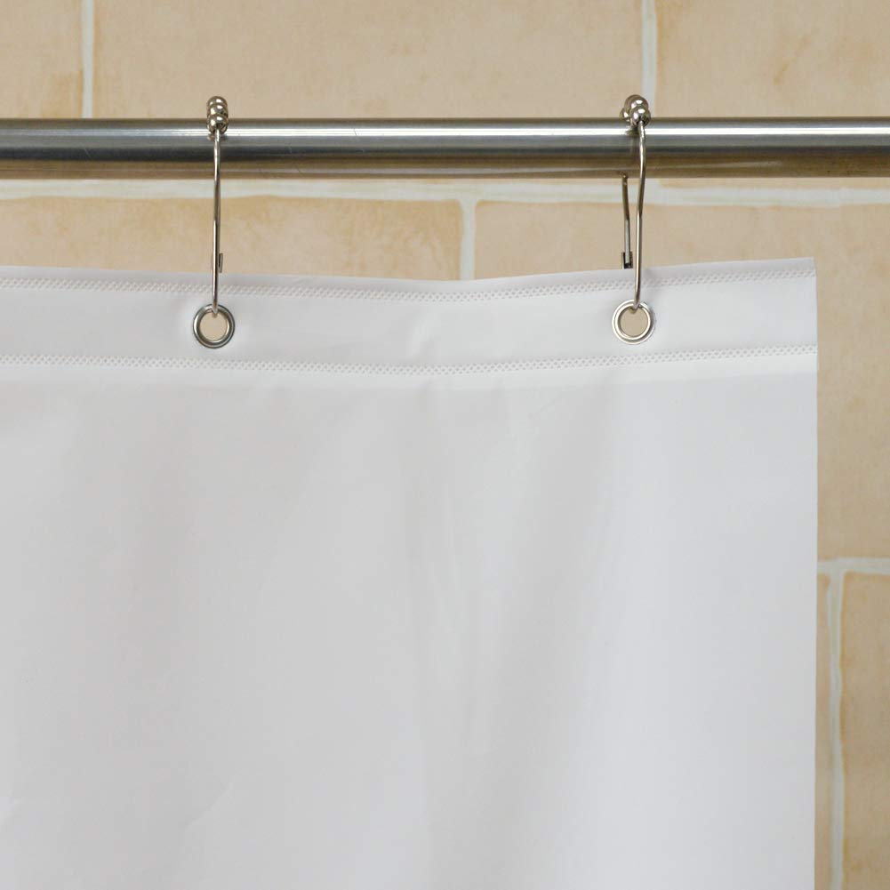 ExtraWide 108x70" White Shower Curtain Liner for Clawfoot Tub, S/Steel Hook
