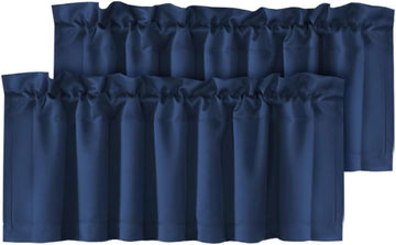 Blackout Valances for Windows,Navy Blue Short Window Valance Curtains Privacy Decorative Rod Pocket Kitchen Valances