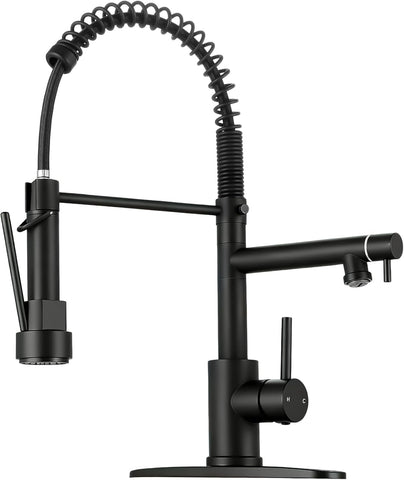 Kitchen Faucet with Pull Down Sprayer - Matte Black Single Handle Commercial Kitchen Faucets