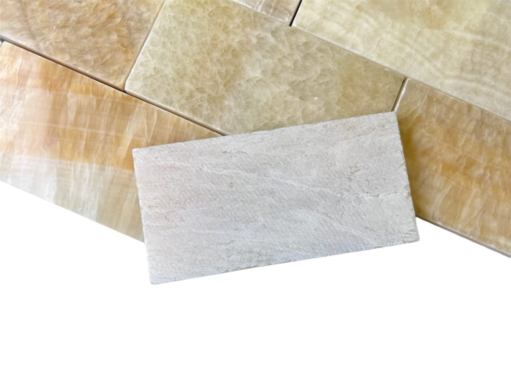 Honey Onyx 3x6 Premium Polished Marble Subway Tile - Warm Yellow Tones with White Veins, Elegant for Backsplash