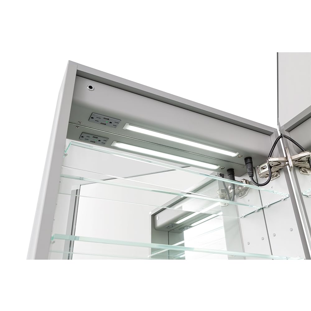 Signature Royale LED Lighted Medicine Cabinet Defogger, 3X LED Lighted Vertically Adjustable Magnifying Mirror