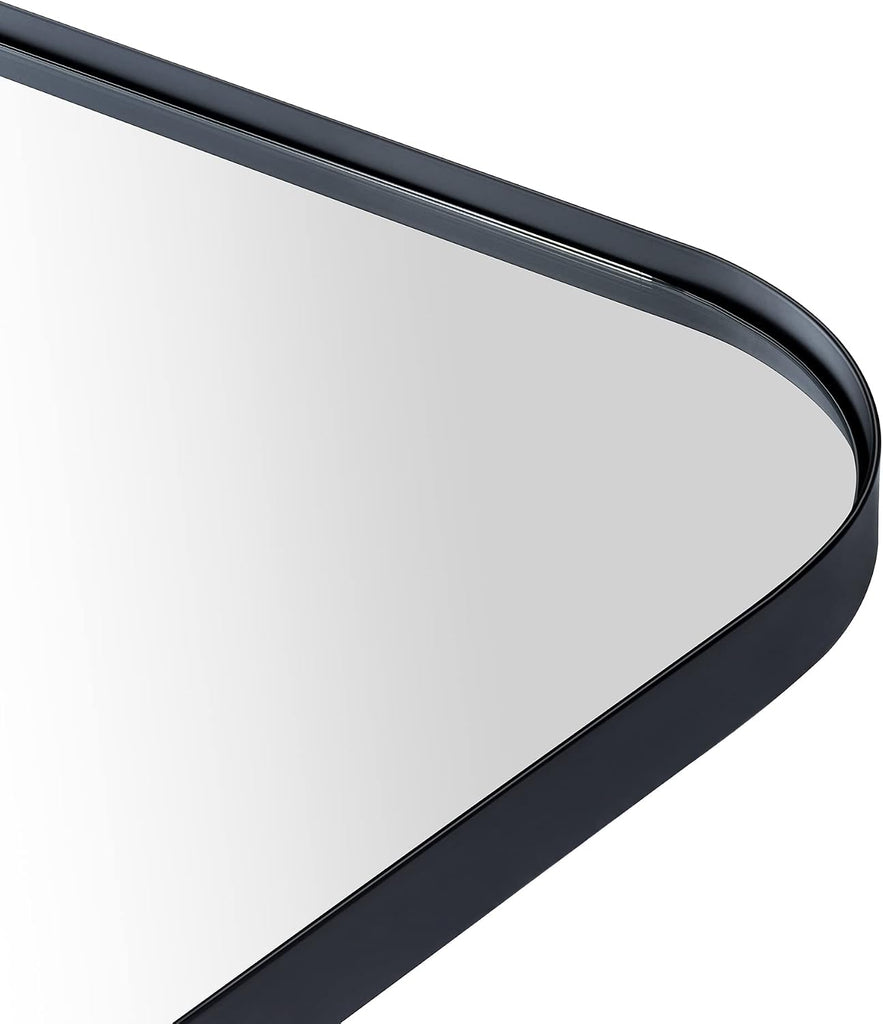 Matt Black Arched Recessed Bathroom Medicine Cabinet with Mirror Stainless Steel Metal Framed Rectangular Bathroom