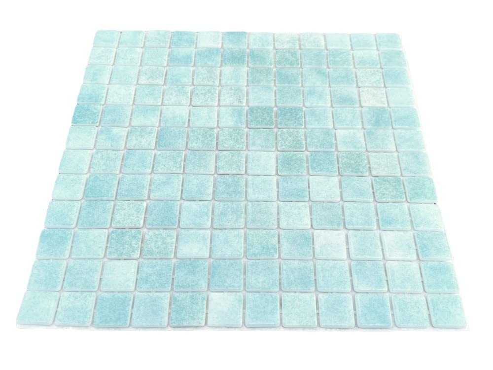 Square 1x1 Blue Recycled Glass Mosaic Floor Wall Pool Tile Backsplash (Exact Size 7/8 Inch) Swimming Pool Tile