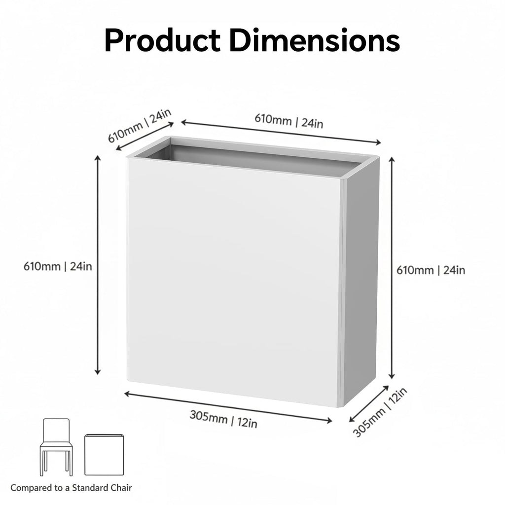 Tall Planter -24X12X24inch Planter Box with Removable Insert Shelf, White