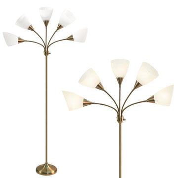 Medusa Floor Lamps Standing Lamps 5 Heads Adjustable Reading Light Large Shade Use E26 A19 Bulb Floor Lamps Bedroom
