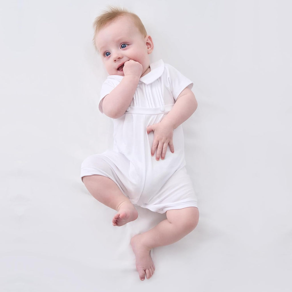 Baby Boy Baptism Outfit Cotton Romper