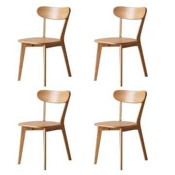 Oak Dining Chairs Set of 4, 100% Solid Wood Kitchen Chairs with Curved Backrest, Mid Century Modern & Farmhouse Side