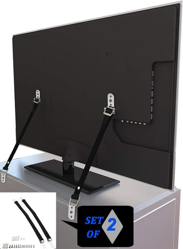 Adjustable Anti-tip TV Straps Safety for Flat Screen, Heavy Duty Dual Cable Metal Anchor for Baby Proofing & Pet