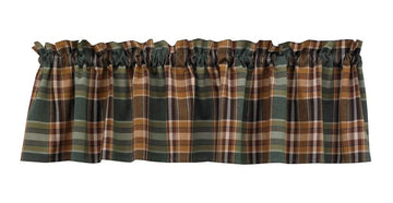 Farmhouse Kitchen Valances for Windows - Rustic Lodge Wood River | Fall Decor Window Valance Curtains | Plaid Curtain