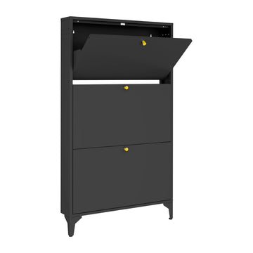 Slim Shoe Cabinet with 3 Flip Drawers, Narrow Shoe Cabinet, Freestanding Organizer, Metal Hidden Shoe Storage (Width