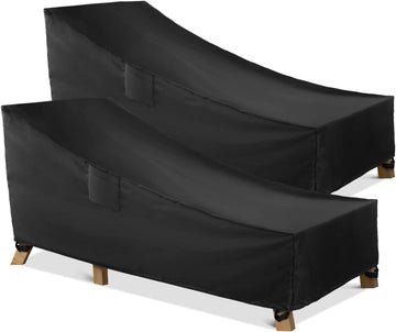 Patio Chaise Lounge Cover Waterproof, Heavy Duty Outdoor Lounge Chair Covers, Black Durable Patio Furniture Covers