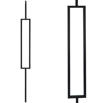Stair Parts - Contemporary Rectangle Stair Wrought Iron Balusters (Contractor 10-Pack) Modern Hollow Metal Railing