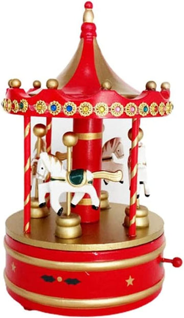 Wooden Classic Musical Carousel Music Box Cute Christmas Decorations