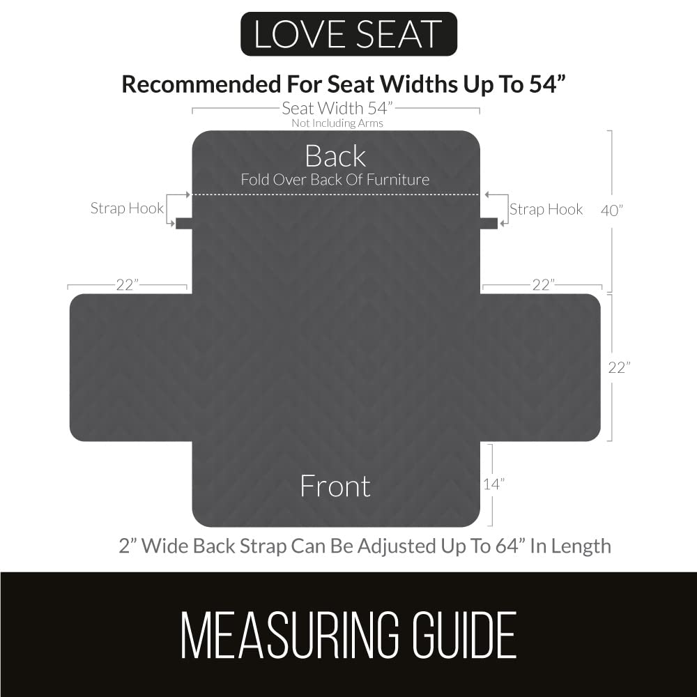 Couch Covers for Sofa with Strap, Loveseat, Light Gray Charcoal
