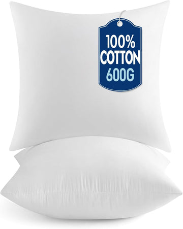 20x20 Pillow Inserts Set 2 100% Virgin Microfiber with Cotton Cover - Set of 2