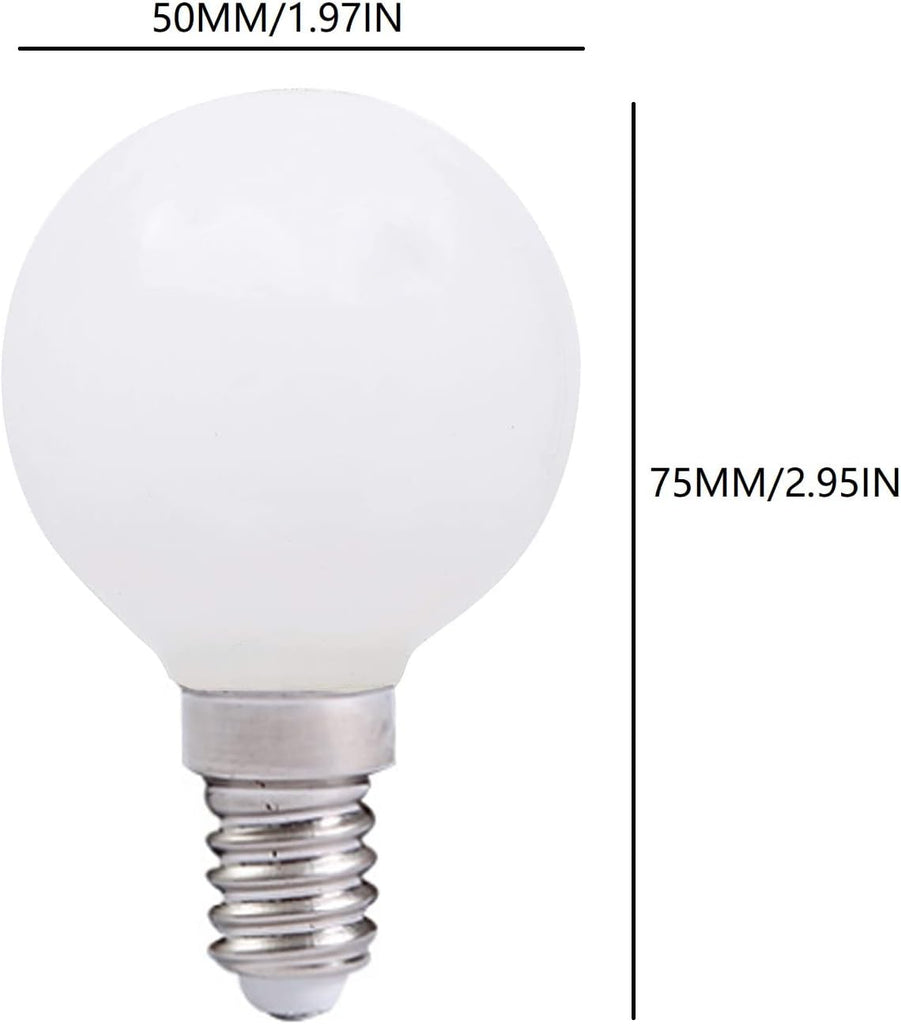 E12 3W LED Light Bulbs G50/G16.5 Globe Light Bulbs 30 Watt Equivalent Warm White 3000K E12 Candelabra Base Glass