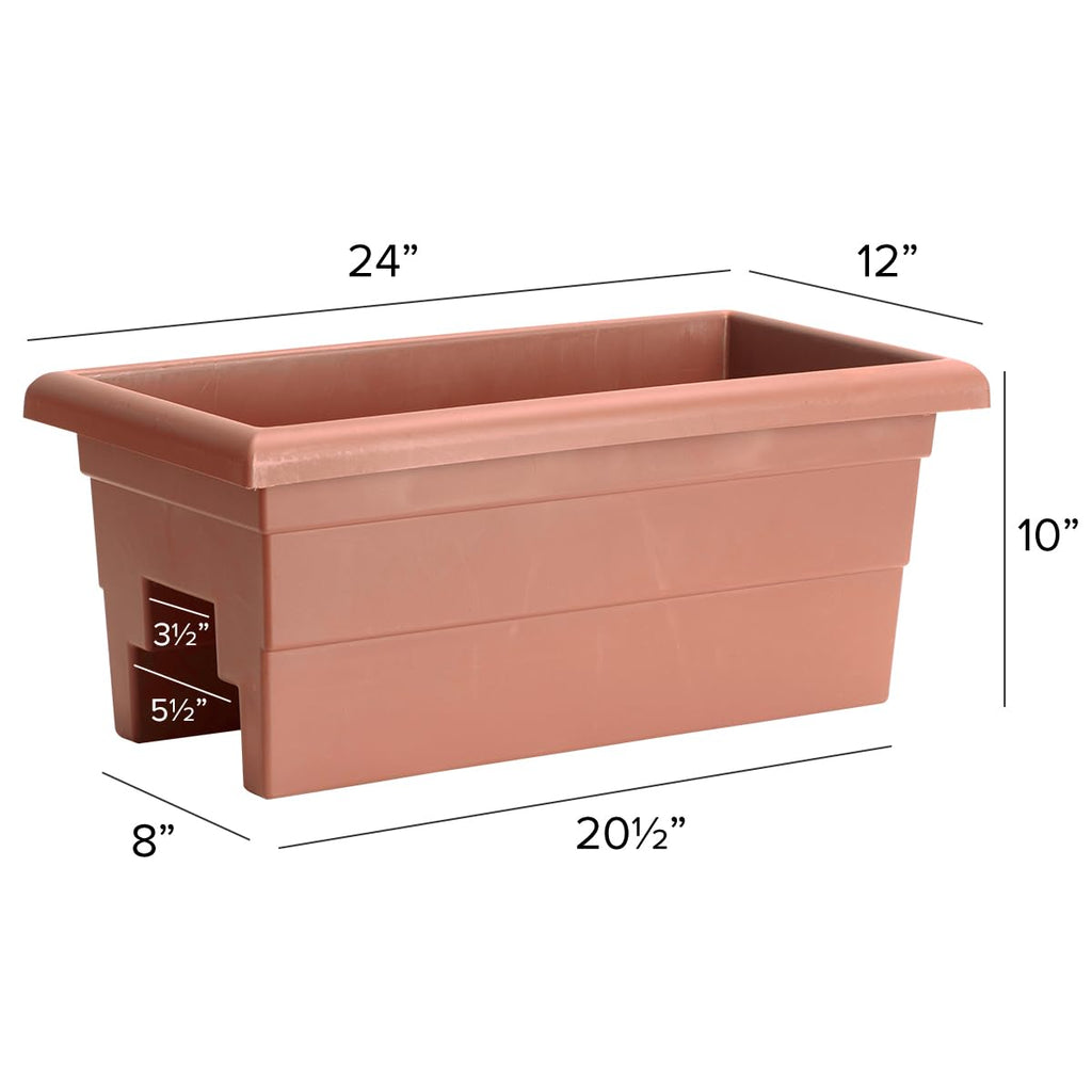 Countryside Railing Planter Box, 24 Inch, Terra