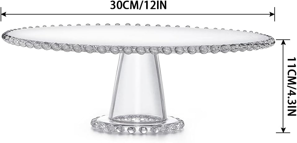 Glass Cake Stand 12 inch, Pedestal Cake Platter, Dessert Server Display for Wedding, Birthday, Baby Shower
