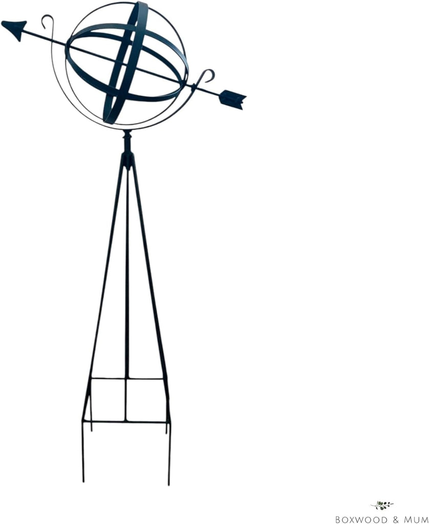 Wrought Iron Garden Armillary Sphere - Amish Handmade Outdoor Garden Globe Sculpture - Metal Decorative Garden Orb
