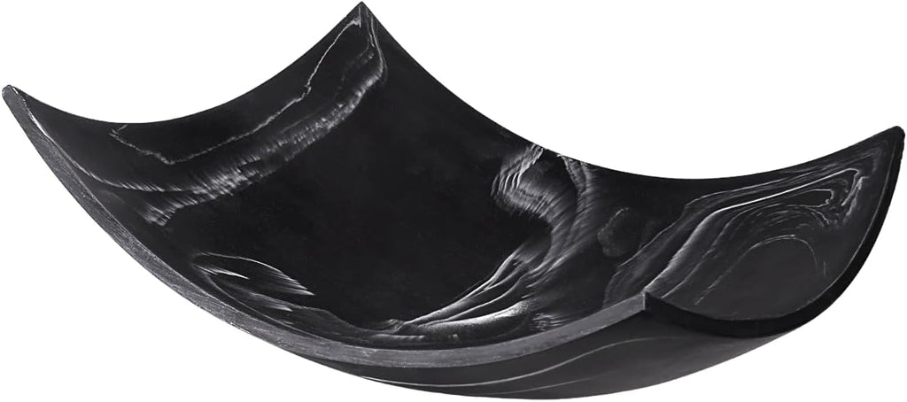 Black Marble Look Decorative Bowl, Coffee Table Decor for Living/Dining Room, Modern Black Catch-All Key Dish