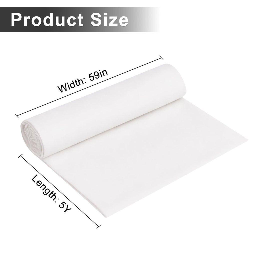 59" Wide White Fabric by The Yard, Premium Cotton Blend Cloth, Lightweight, Durable, Wrinkle-Resistant, for Cloth