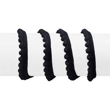 Pom Pom Trim, 1/2" Wide Black Ribbon, 6mm Balls - 10 Yards