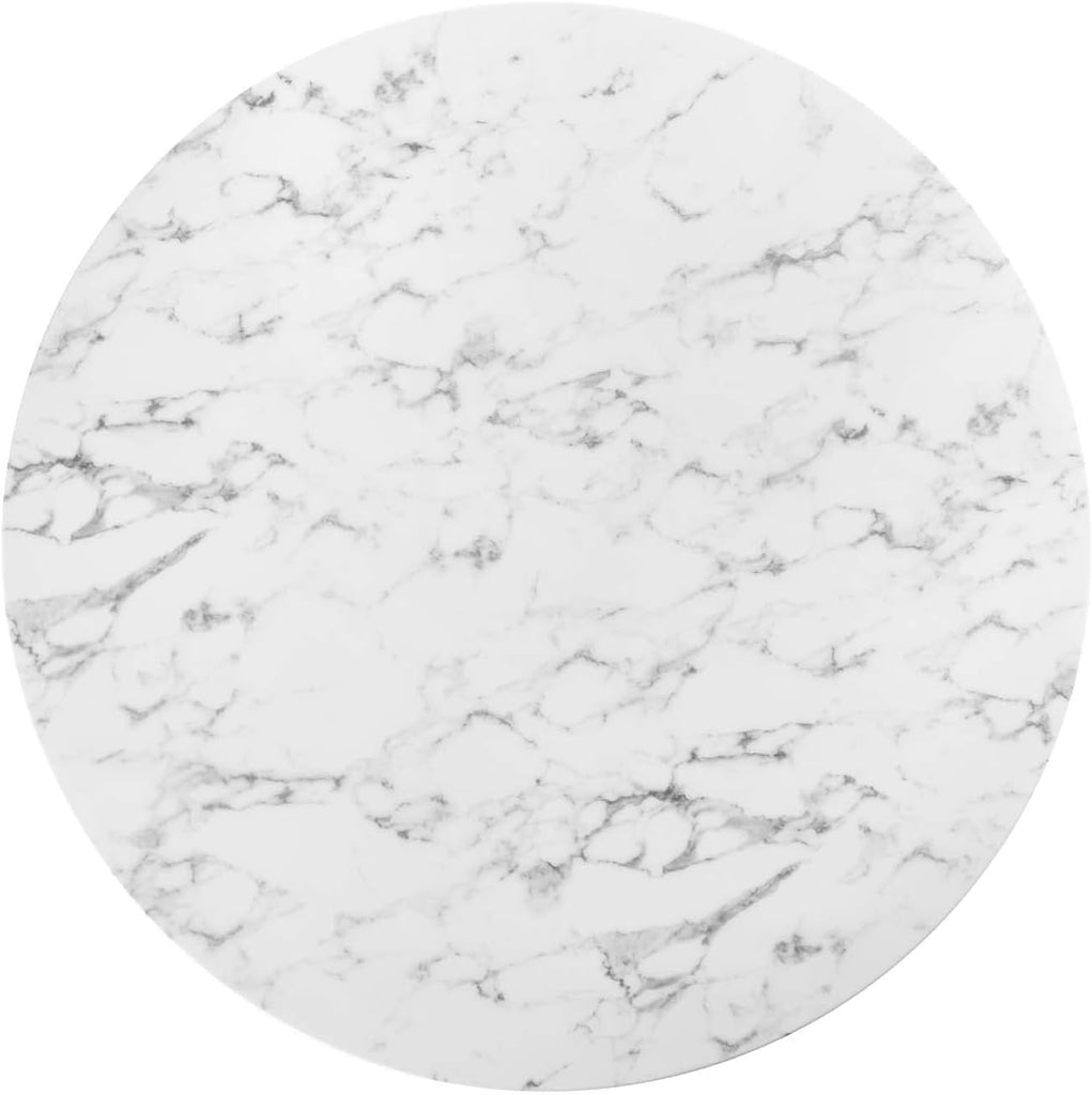 Lippa Round 54" Mid-Century Modern Artificial Marble Dining Table in White