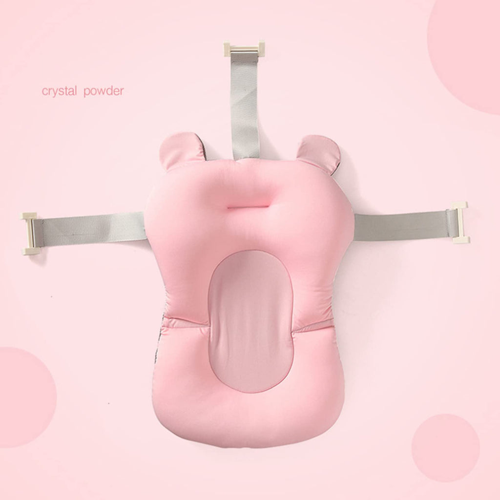 Bath Cushion Support Bat Newborn Floating Bath Sling for Infant Tub (Pink Bear, 28cm*43cm*26cm)