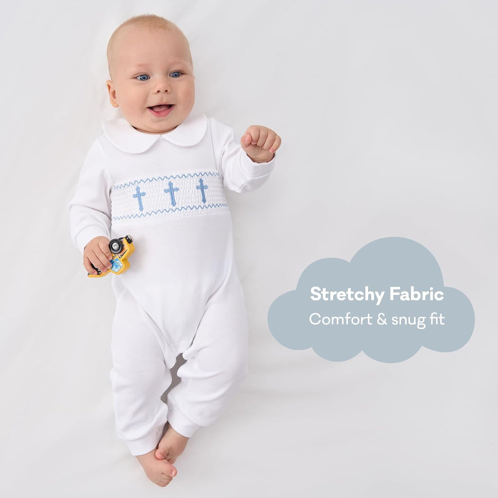 Baby Boy Baptism Outfit Cotton Romper