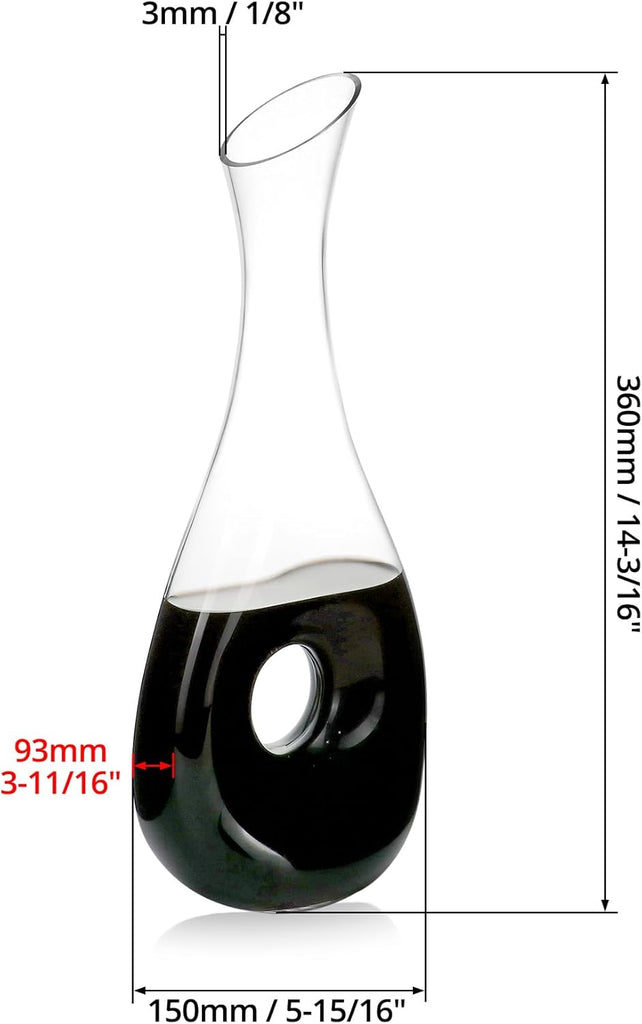 Crystal Wine Decanter - Snail Shaped Hand Blown Red Wine Carafe, 1000ml Aerator & Dispenser Bar