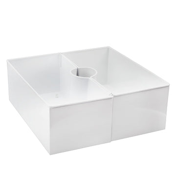 Umbrella Planter Table (White Square), w/Umbrella Hole, Enamelware Rectangular Planter Pots