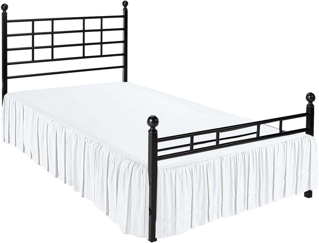 Twin Bed Skirt with Split Corners 14 Inch Drop, White Solid