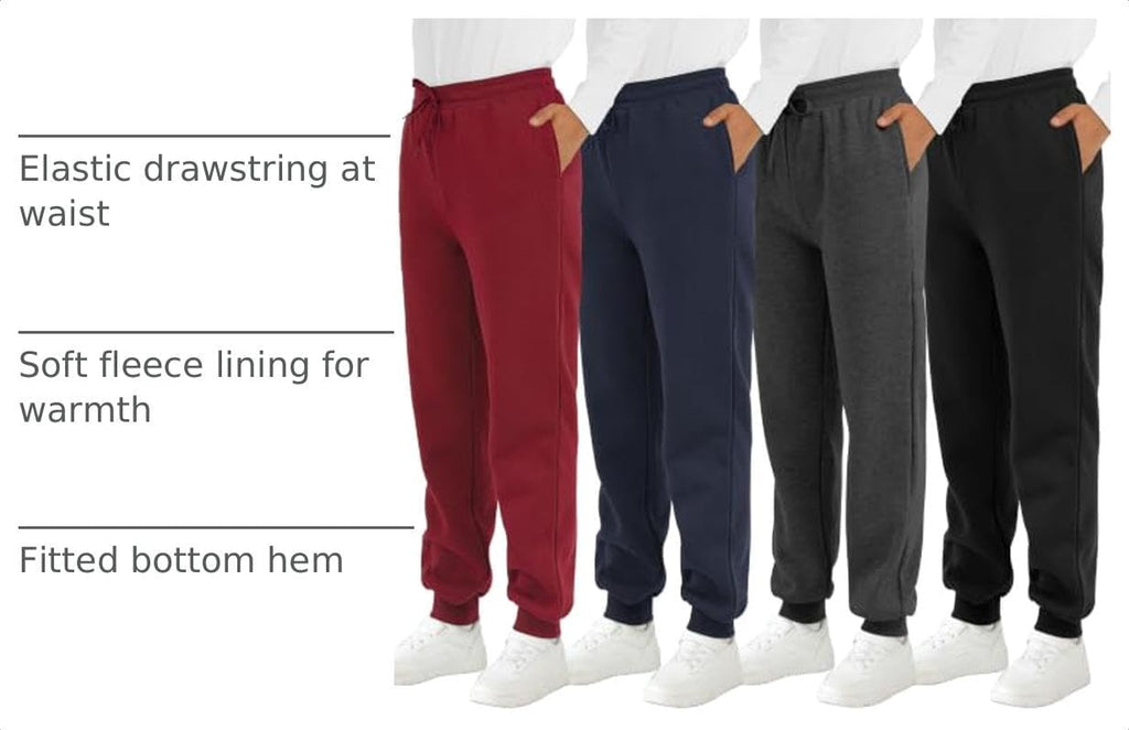 4 Pack Boys Fleece Sweatpants Kids Athletic Jogger Pants