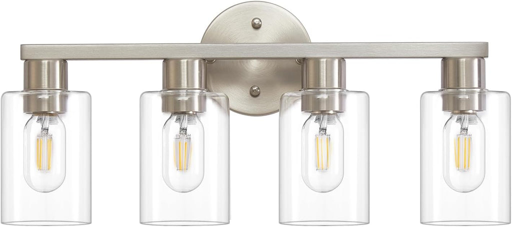 4 Light Bathroom Vanity Light, Brushed Nickel 4-Light Bathroom Light Fixtures, Vanity Lights for Make-Up Mirror