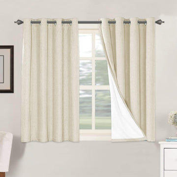 Curtains Black Out Thermal Insulated Linen Textured Curtains Room Darkening Curtain Living Room Curtain 2 Panel Sets