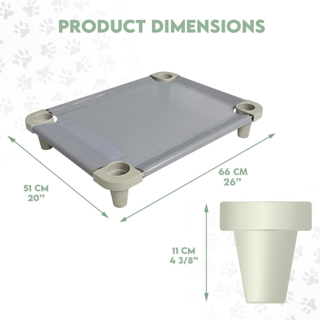 Cooling Elevated Pet Dog Bed Cot for Small Dogs, Washable and Breathable Mesh Fabric, Stainless Steel Frame, Indoor &