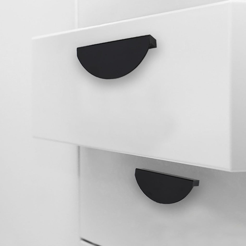 Black Cabinet Pulls,12pcs, Half Moon Pull Handles with Mounting Screws Semicircle Drawer Pull 2.52" Hole Centers Cup