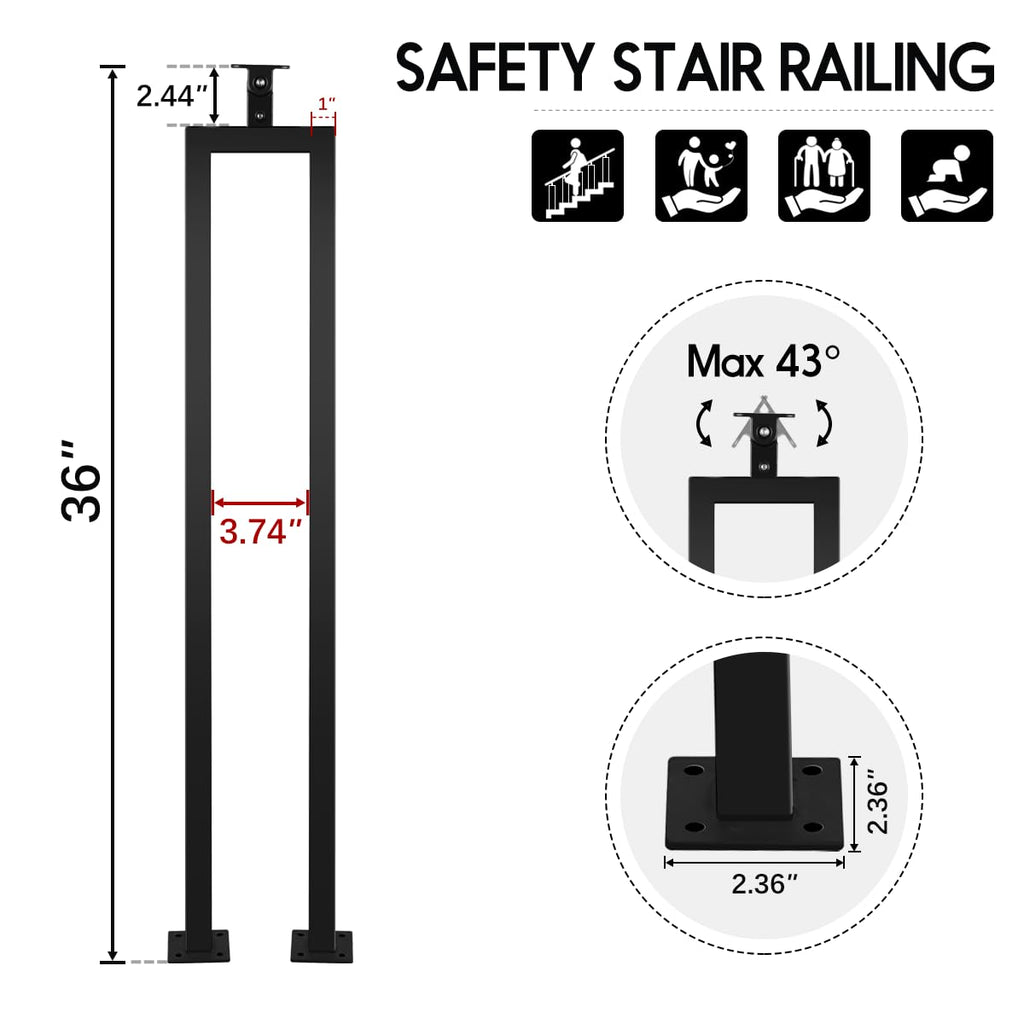 12 Pack U Shape 36" Stair Balusters with Adjustable Top Bracket