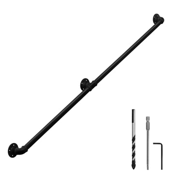 6.6FT Industrial Pipe Wall Handrail, Farmhouse Stairway Railing with 1-1/4 Inch Outer Diameter Pipe, Vintage Style