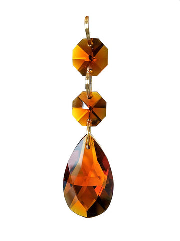 Teardrop Pendants Candle Chandelier Crystal Prisms Pendants Glass Pendants Beads, Pack of 20 (Dark Amber)