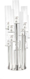 47" Tall - 10 Arms Clear Crystal Cluster Round Candelabra, Pillar Candle Holders with Mirror Base , Party Decorations