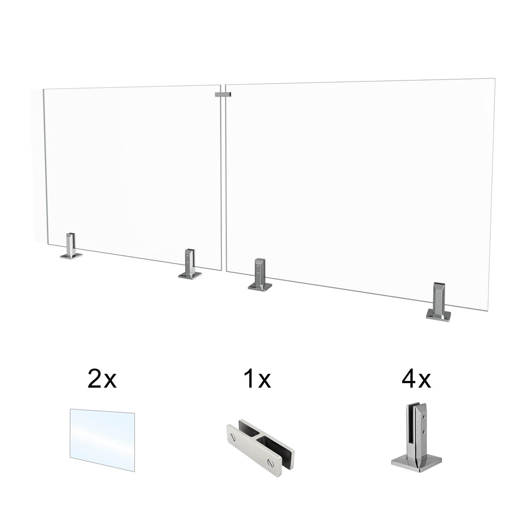 2-Panel Tempered Glass Railing System, 118-121" W x 44" H Deck Railing Kit
