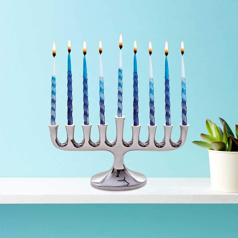 Zion Judaica Stunning Sleek Designers for Hanukkah High Polished Traditional Candle and Oil Chanukiah Classic